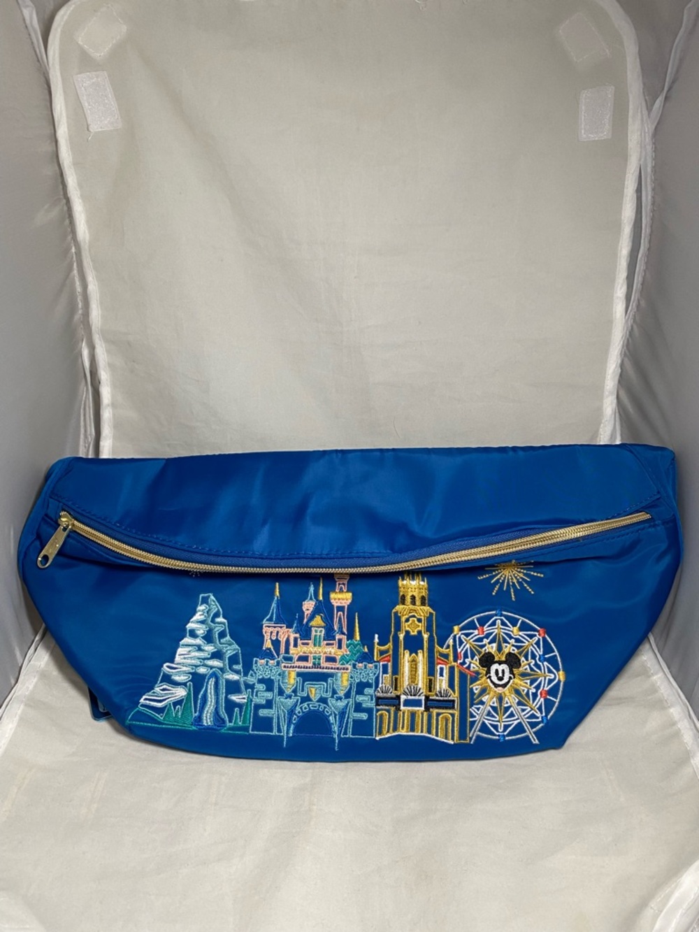 Disneyland Resort Blue Gold Fanny Pack Waist Bag Disney Parks Castle Mickey NEW